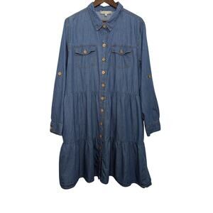 J Gee Denim Ruffle Shirt Dress Size 2X